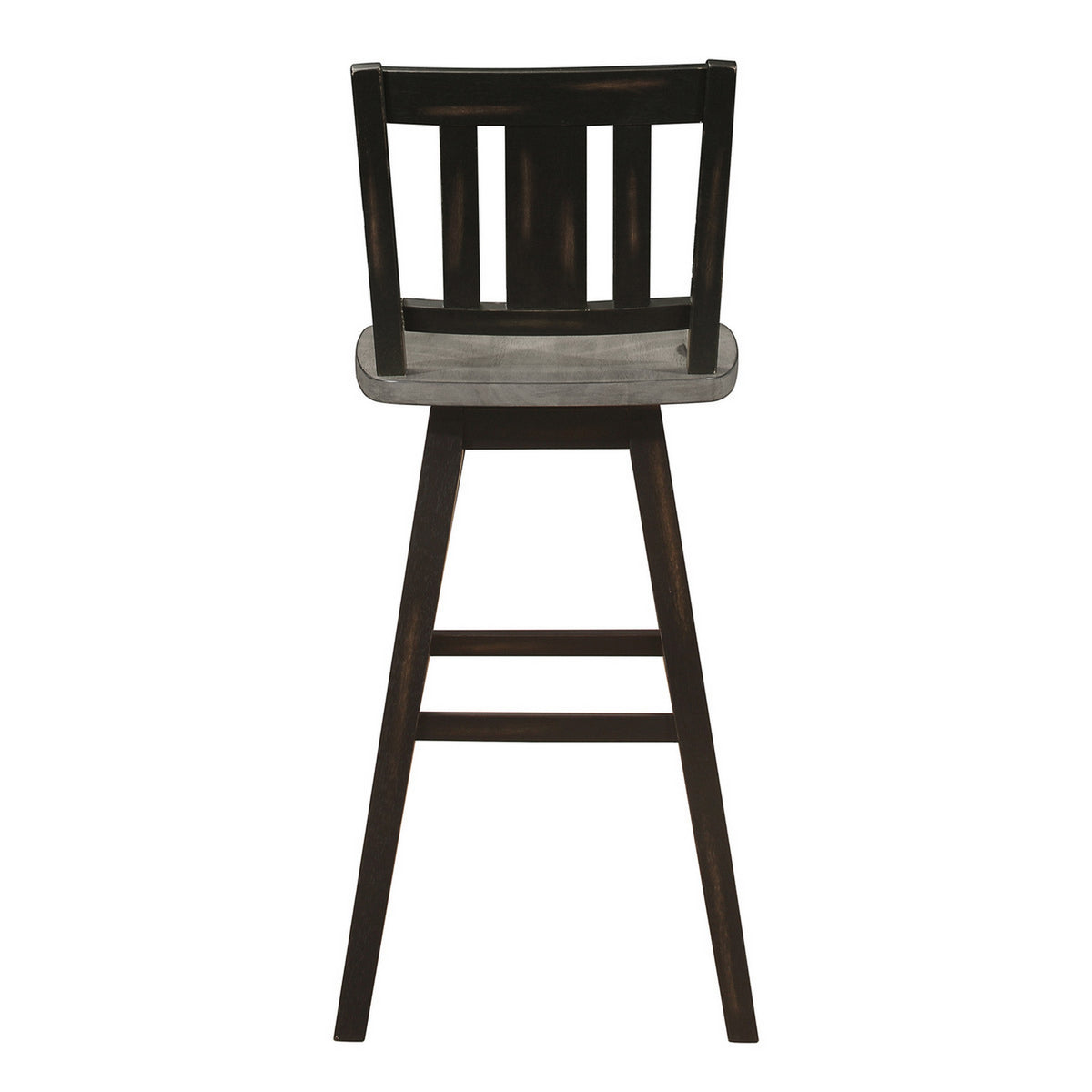 Ati 29 Inch Bar Height Stool Swivel Chairs Set of 2, Vertical Slat Back, Gray, Black - BM316754