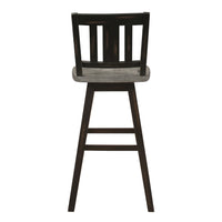 Ati 29 Inch Bar Height Stool Swivel Chairs Set of 2, Vertical Slat Back, Gray, Black - BM316754