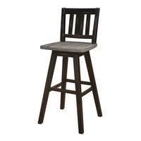 Ati 29 Inch Bar Height Stool Swivel Chairs Set of 2, Vertical Slat Back, Gray, Black - BM316754