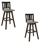 Ati 29 Inch Bar Height Stool Swivel Chairs Set of 2, Vertical Slat Back, Gray, Black - BM316754