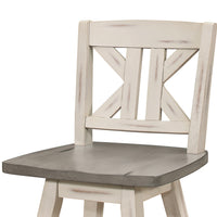 Ati 29 Inch Bar Height Stool Swivel Chairs Set of 2, Divided X Back, Gray, White - BM316755