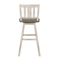 Ati 29 Inch Bar Height Stool Swivel Chairs Set of 2, Vertical Slat Back, Gray, White - BM316756