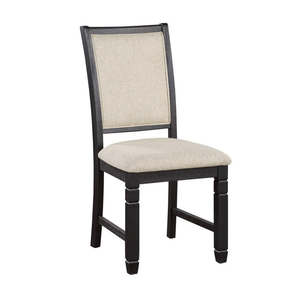 Anji 24 Inch Side Dining Chairs Set of 2, Cushioned Seat, Curved Back, Black, Beige - BM316757