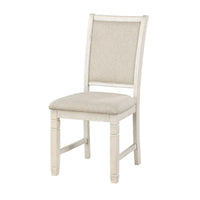 Anji 24 Inch Side Dining Chair, Curved Back, Beige Polyester Cushioned Seat - BM316758