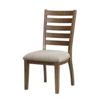 Trea 23 Inch Side Dining Chair, Ladder Back, Brown, Beige Cushioned Seat - BM316760