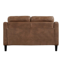 Orry 55 Inch Loveseat, Tufted Back, Brown Microfiber, Black Solid Wood - BM316762