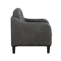 Orry 32 Inch Accent Chair, Tufted Back, Gray Microfiber, Black Solid Wood - BM316764