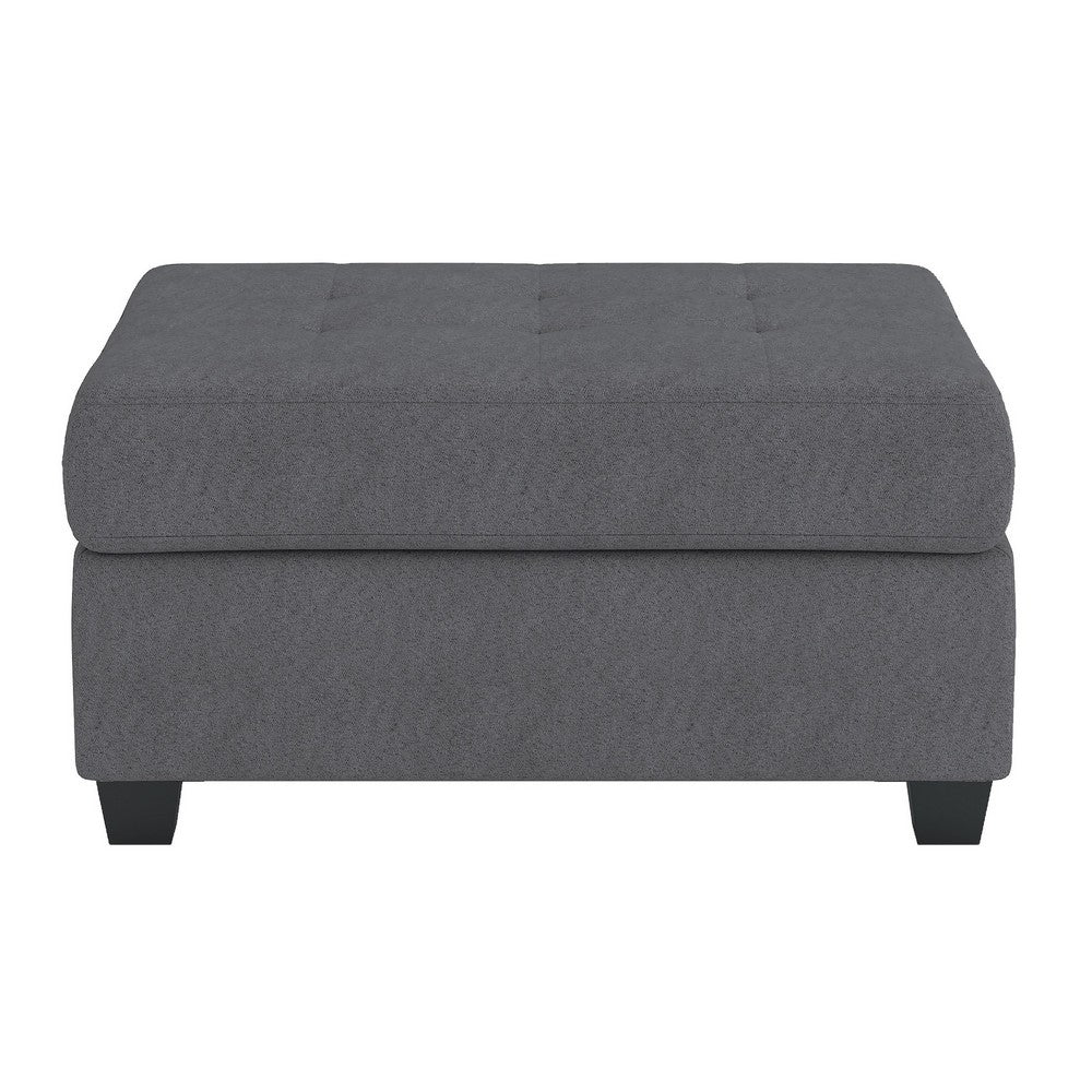 Aston 33 Inch Ottoman, Dark Gray Microfiber, Interior Storage, Solid Wood - BM316767