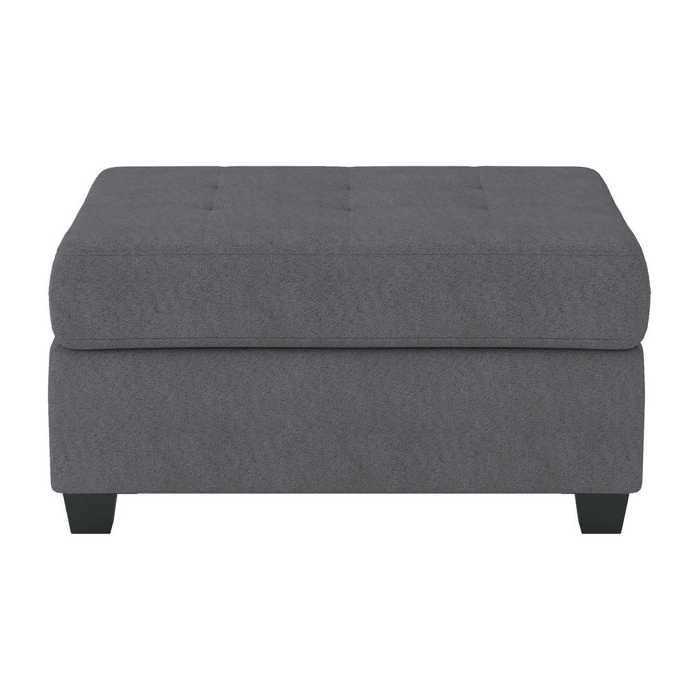 Aston 33 Inch Ottoman, Dark Gray Microfiber, Interior Storage, Solid Wood - BM316767