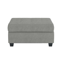 Aston 33 Inch Ottoman, Light Gray Microfiber, Interior Storage, Solid Wood - BM316768