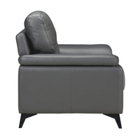 Mica 36 Inch Accent Chair, Dark Gray Top Grain and Faux Leather, Metal Legs - BM316769