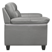 Danny 36 Inch Accent Chair, Light Gray Top Grain and Faux Leather, Wood - BM316779