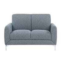 Veny 56 Inch Loveseat, Blue Polyester Foam Cushions, Metal Legs - BM316787