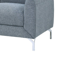 Veny 56 Inch Loveseat, Blue Polyester Foam Cushions, Metal Legs - BM316787