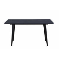 Aikya 60 Inch Dining Table, Black Sintered Stone, Tapered Metal Legs - BM316791