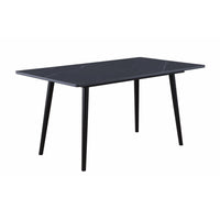 Aikya 60 Inch Dining Table, Black Sintered Stone, Tapered Metal Legs - BM316791