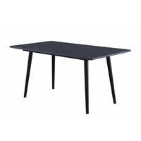 Aikya 60 Inch Dining Table, Black Sintered Stone, Tapered Metal Legs - BM316791