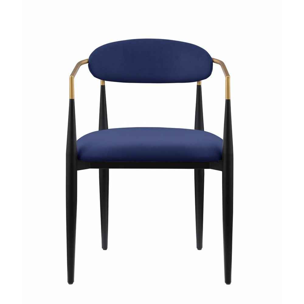 Kenny 21 Inch Dining Chair, Blue Fabric, Foam Padding, Gold and Black Metal - BM316793