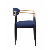 Kenny 21 Inch Dining Chair, Blue Fabric, Foam Padding, Gold and Black Metal - BM316793