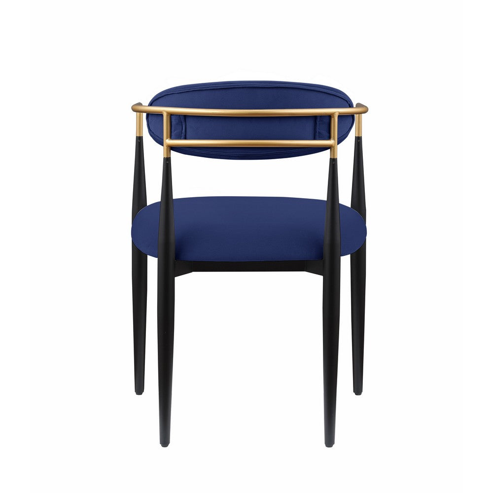 Kenny 21 Inch Dining Chair, Blue Fabric, Foam Padding, Gold and Black Metal - BM316793