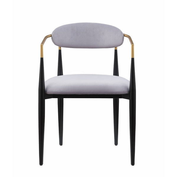 Kenny 21 Inch Dining Chair, Gray Fabric, Foam Padding, Gold and Black Metal - BM316794