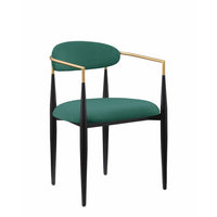 Kenny 21 Inch Dining Chair, Green Fabric, Foam Padded, Gold and Black Metal - BM316795