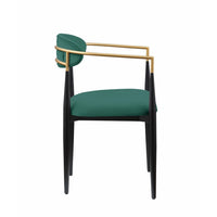 Kenny 21 Inch Dining Chair, Green Fabric, Foam Padded, Gold and Black Metal - BM316795