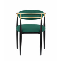 Kenny 21 Inch Dining Chair, Green Fabric, Foam Padded, Gold and Black Metal - BM316795