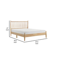 Lika Full Platform Bed, Vertical Slatted Headboard, Natural Brown Wood - BM316804