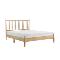 Lika Full Platform Bed, Vertical Slatted Headboard, Natural Brown Wood - BM316804