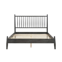 Lika Full Platform Bed, Vertical Slatted Headboard, Charcoal Gray Wood - BM316805