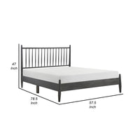 Lika Full Platform Bed, Vertical Slatted Headboard, Charcoal Gray Wood - BM316805