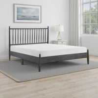 Lika Full Platform Bed, Vertical Slatted Headboard, Charcoal Gray Wood - BM316805