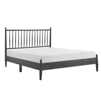 Lika Full Platform Bed, Vertical Slatted Headboard, Charcoal Gray Wood - BM316805