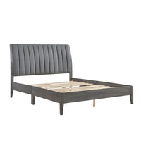 Ryla California King Platform Bed, Gray Tufted Velvet Upholstered Headboard - BM316806