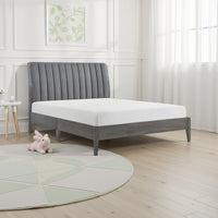 Ryla California King Platform Bed, Gray Tufted Velvet Upholstered Headboard - BM316806