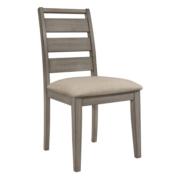 Rie 25 Inch Side Dining Chair, Gray Ladder Back, Greige Padded Fabric Seat - BM316811