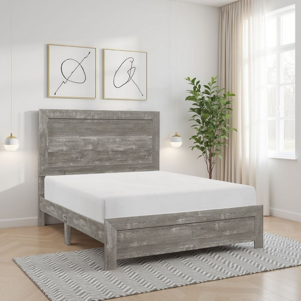 Eby Twin Size Bed, Rustic Farmhouse Style, Gray Finish Wood Veneer - BM316815