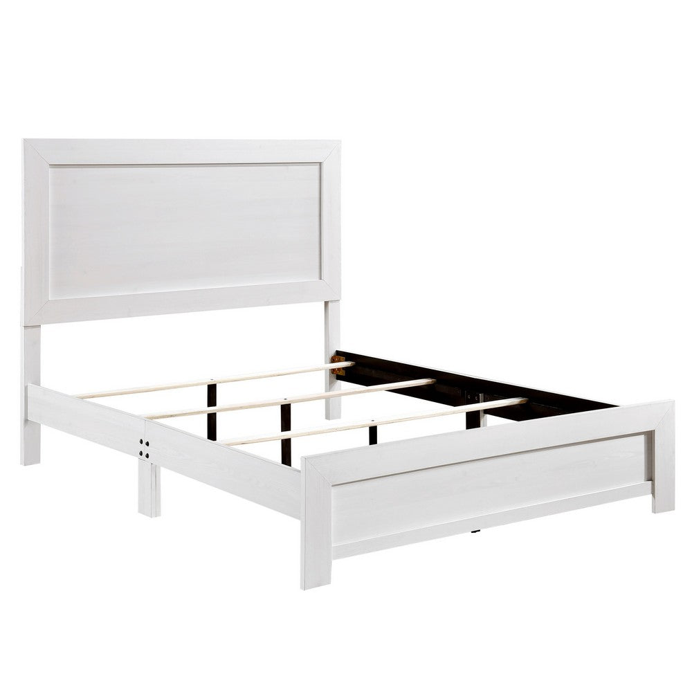 Eby Twin Size Bed, Rustic Farmhouse Style, White Finish Wood Veneer - BM316819