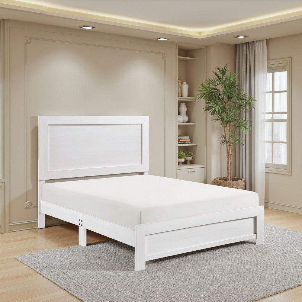Benzara Eby Twin Size Bed, Rustic Farmhouse Style, White Finish Wood Veneer  - BM316819 |Benzara.com, image size:1000x1000