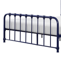 Ethan Full Size Metal Bed, Blue Spindle Design, Heavy Duty Slat Support - BM316823