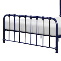 Ethan Twin Size Metal Bed, Blue Spindle Design, Heavy Duty Slat Support - BM316824