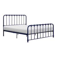 Ethan Twin Size Metal Bed, Blue Spindle Design, Heavy Duty Slat Support - BM316824