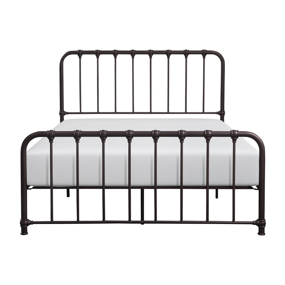 Ethan Full Size Metal Bed, Bronze Spindle Design, Heavy Duty Slat Support - BM316825