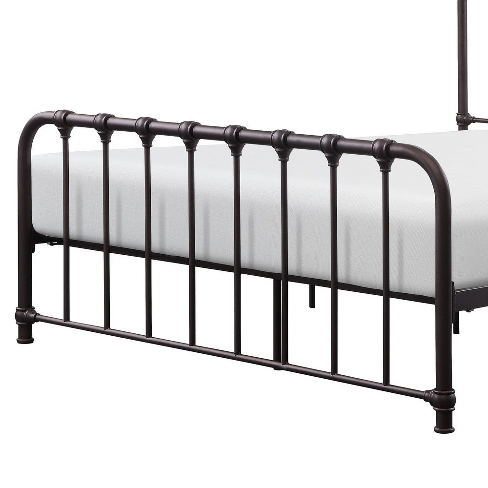 Ethan Full Size Metal Bed, Bronze Spindle Design, Heavy Duty Slat Support - BM316825