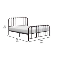 Ethan Full Size Metal Bed, Bronze Spindle Design, Heavy Duty Slat Support - BM316825