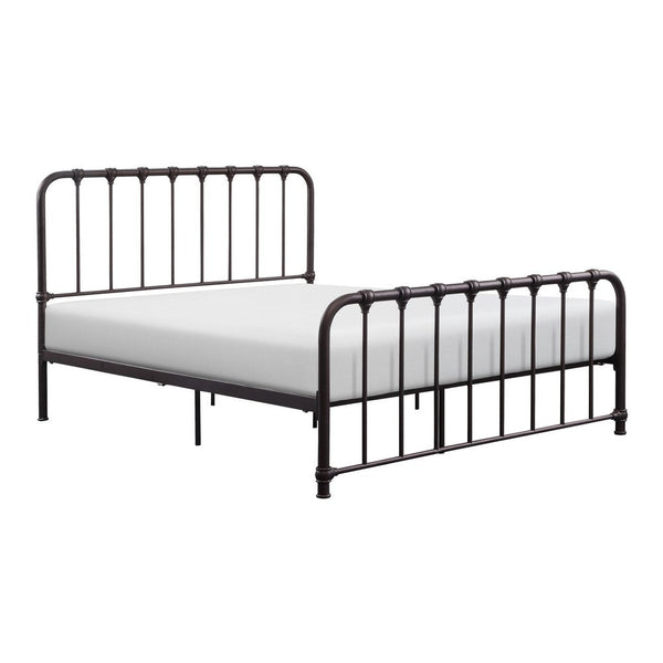 Ethan Full Size Metal Bed, Bronze Spindle Design, Heavy Duty Slat Support - BM316825