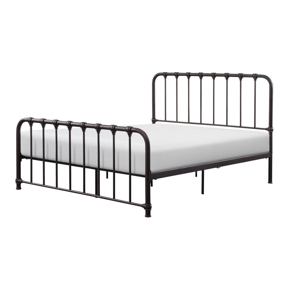 Ethan Twin Size Metal Bed, Bronze Spindle Design, Heavy Duty Slat Support - BM316826