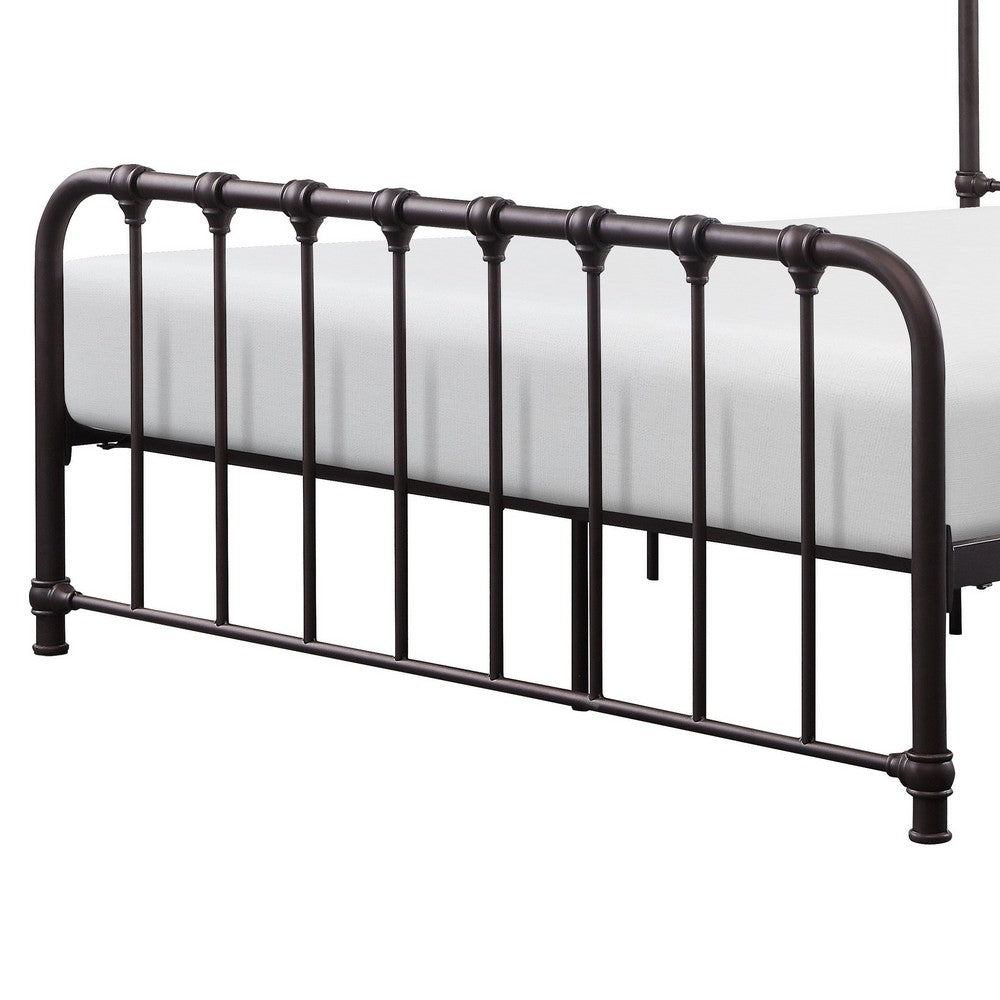 Ethan Twin Size Metal Bed, Bronze Spindle Design, Heavy Duty Slat Support - BM316826