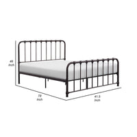 Ethan Twin Size Metal Bed, Bronze Spindle Design, Heavy Duty Slat Support - BM316826